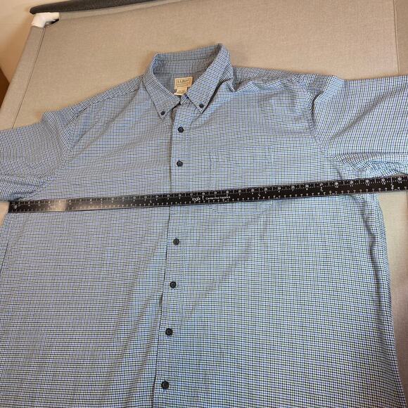 LL Bean XXXL Tall Traditional Fit Cotton Button Down Shirt Blue Check - Picture 8 of 13